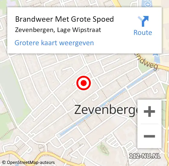 Locatie op kaart van de 112 melding: Brandweer Met Grote Spoed Naar Zevenbergen, Lage Wipstraat op 21 maart 2020 12:51