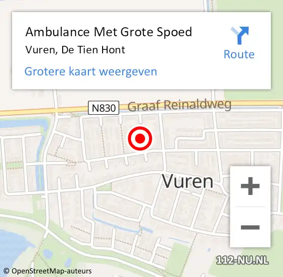 Locatie op kaart van de 112 melding: Ambulance Met Grote Spoed Naar Vuren, De Tien Hont op 21 maart 2020 13:00