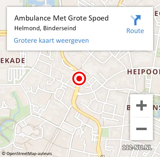 Locatie op kaart van de 112 melding: Ambulance Met Grote Spoed Naar Helmond, Binderseind op 21 maart 2020 14:08