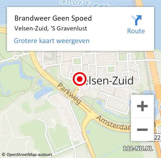 Locatie op kaart van de 112 melding: Brandweer Geen Spoed Naar Velsen-Zuid, 'S Gravenlust op 21 maart 2020 14:32