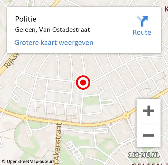 Locatie op kaart van de 112 melding: Politie Geleen, Van Ostadestraat op 21 maart 2020 15:03