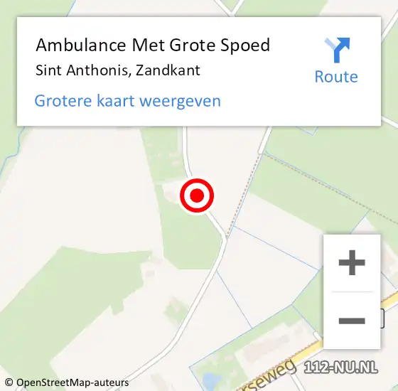 Locatie op kaart van de 112 melding: Ambulance Met Grote Spoed Naar Sint Anthonis, Zandkant op 21 maart 2020 15:55