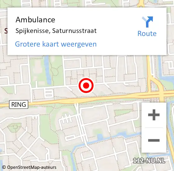 Locatie op kaart van de 112 melding: Ambulance Spijkenisse, Saturnusstraat op 21 maart 2020 16:54