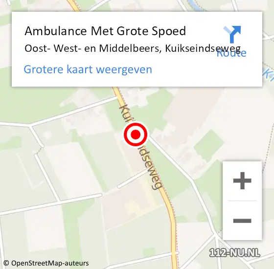 Locatie op kaart van de 112 melding: Ambulance Met Grote Spoed Naar Oost- West- en Middelbeers, Kuikseindseweg op 21 maart 2020 17:29