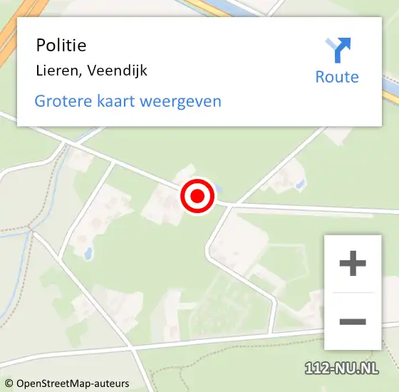 Locatie op kaart van de 112 melding: Politie Lieren, Veendijk op 21 maart 2020 17:33