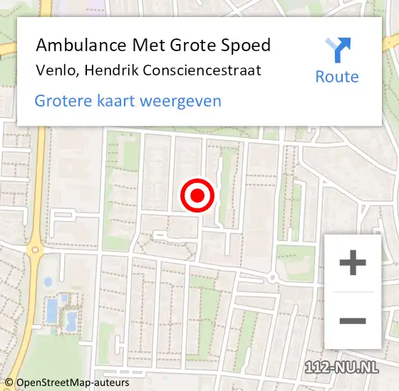 Locatie op kaart van de 112 melding: Ambulance Met Grote Spoed Naar Venlo, Hendrik Consciencestraat op 21 maart 2020 17:48