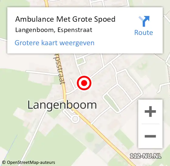 Locatie op kaart van de 112 melding: Ambulance Met Grote Spoed Naar Langenboom, Espenstraat op 21 maart 2020 20:21