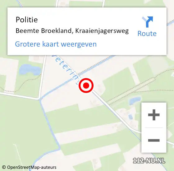 Locatie op kaart van de 112 melding: Politie Beemte Broekland, Kraaienjagersweg op 21 maart 2020 20:53