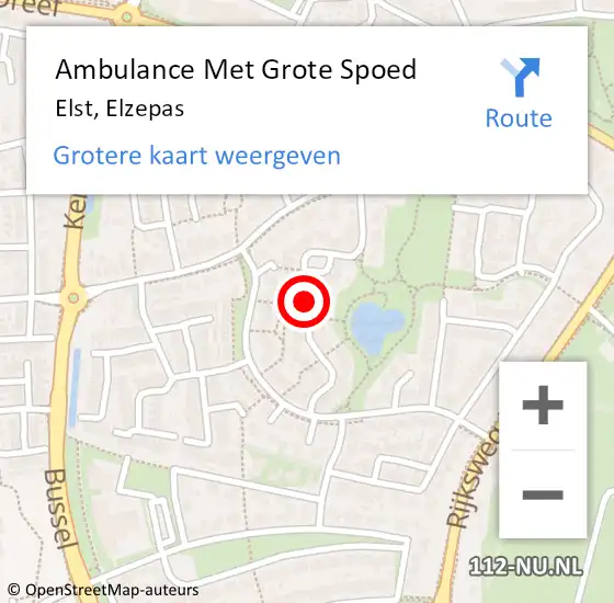 Locatie op kaart van de 112 melding: Ambulance Met Grote Spoed Naar Elst, Elzepas op 21 maart 2020 21:50