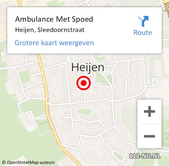 Locatie op kaart van de 112 melding: Ambulance Met Spoed Naar Heijen, Sleedoornstraat op 21 maart 2020 22:26