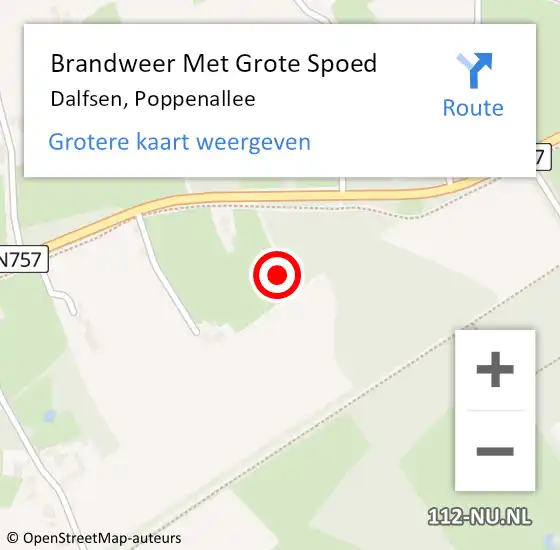 Locatie op kaart van de 112 melding: Brandweer Met Grote Spoed Naar Dalfsen, Poppenallee op 21 maart 2020 22:41