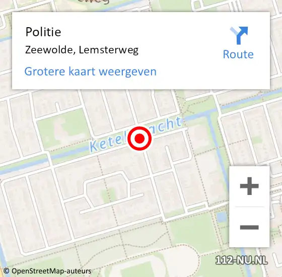 Locatie op kaart van de 112 melding: Politie Zeewolde, Lemsterweg op 1 mei 2014 23:06