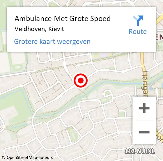 Locatie op kaart van de 112 melding: Ambulance Met Grote Spoed Naar Veldhoven, Kievit op 21 maart 2020 23:35