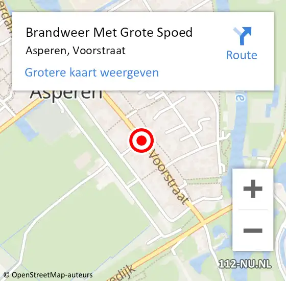 Locatie op kaart van de 112 melding: Brandweer Met Grote Spoed Naar Asperen, Voorstraat op 22 maart 2020 02:01