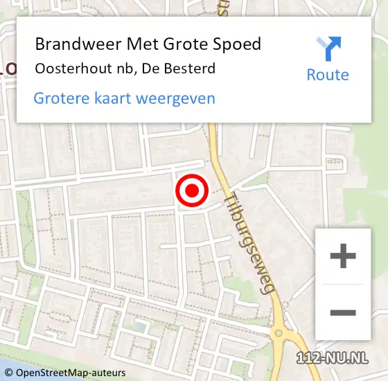 Locatie op kaart van de 112 melding: Brandweer Met Grote Spoed Naar Oosterhout nb, De Besterd op 22 maart 2020 02:12