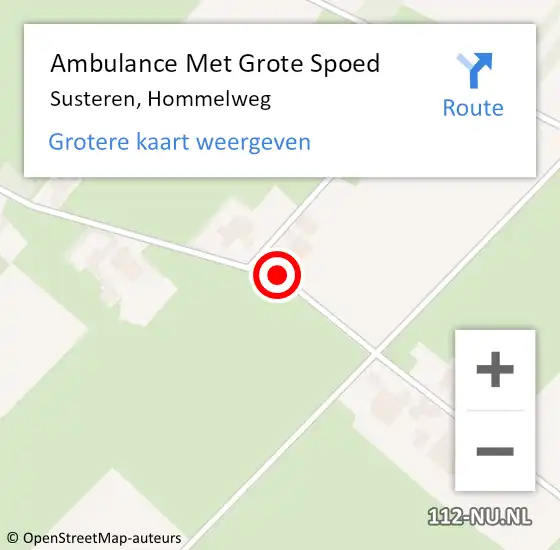 Locatie op kaart van de 112 melding: Ambulance Met Grote Spoed Naar Susteren, Hommelweg op 22 maart 2020 02:16