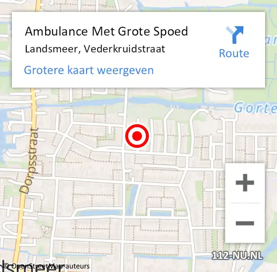 Locatie op kaart van de 112 melding: Ambulance Met Grote Spoed Naar Landsmeer, Vederkruidstraat op 22 maart 2020 05:31