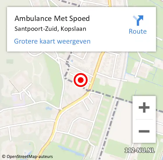 Locatie op kaart van de 112 melding: Ambulance Met Spoed Naar Santpoort-Zuid, Kopslaan op 22 maart 2020 06:37