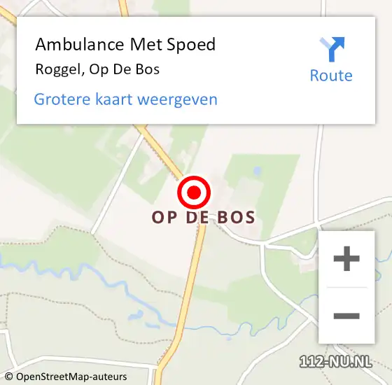 Locatie op kaart van de 112 melding: Ambulance Met Spoed Naar Roggel, Op De Bos op 22 maart 2020 07:57