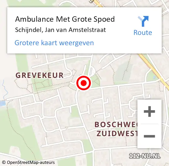Locatie op kaart van de 112 melding: Ambulance Met Grote Spoed Naar Schijndel, Jan van Amstelstraat op 22 maart 2020 08:18