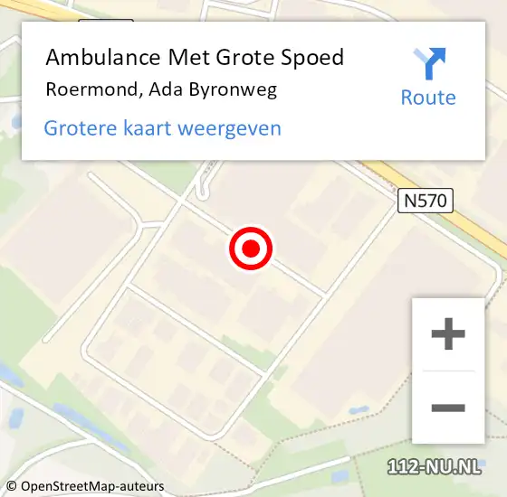 Locatie op kaart van de 112 melding: Ambulance Met Grote Spoed Naar Roermond, Ada Byronweg op 22 maart 2020 10:12