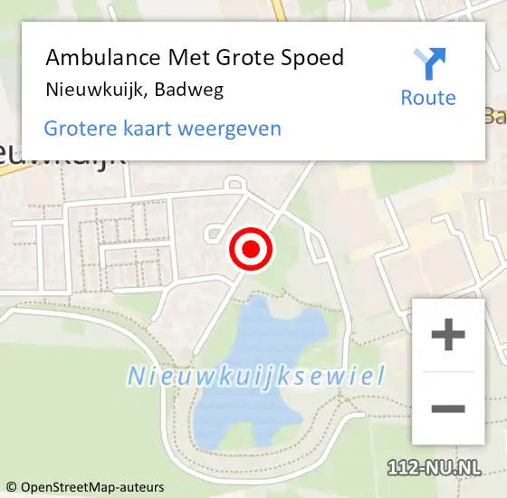 Locatie op kaart van de 112 melding: Ambulance Met Grote Spoed Naar Nieuwkuijk, Badweg op 22 maart 2020 10:48