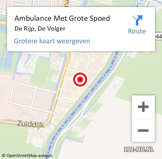 Locatie op kaart van de 112 melding: Ambulance Met Grote Spoed Naar De Rijp, De Volger op 22 maart 2020 10:53