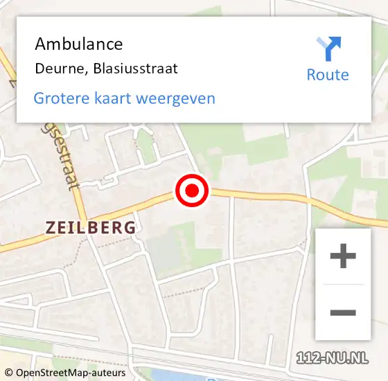 Locatie op kaart van de 112 melding: Ambulance Deurne, Blasiusstraat op 22 maart 2020 11:36