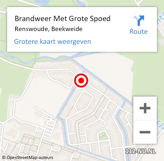 Locatie op kaart van de 112 melding: Brandweer Met Grote Spoed Naar Renswoude, Beekweide op 22 maart 2020 12:04