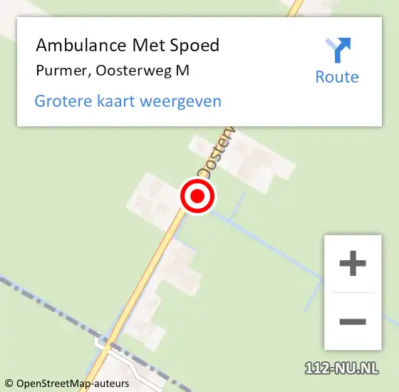 Locatie op kaart van de 112 melding: Ambulance Met Spoed Naar Purmer, Oosterweg M op 2 mei 2014 00:02