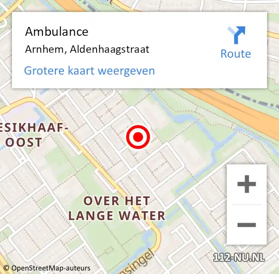 Locatie op kaart van de 112 melding: Ambulance Arnhem, Aldenhaagstraat op 22 maart 2020 12:18