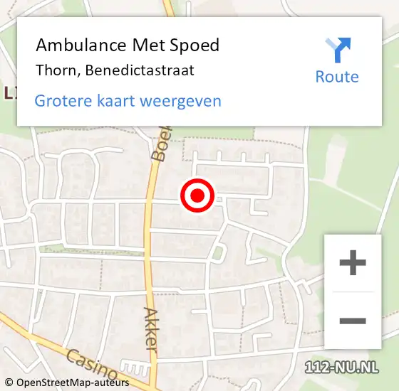 Locatie op kaart van de 112 melding: Ambulance Met Spoed Naar Thorn, Benedictastraat op 22 maart 2020 13:02