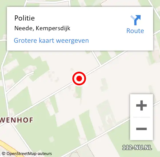 Locatie op kaart van de 112 melding: Politie Neede, Kempersdijk op 22 maart 2020 13:35