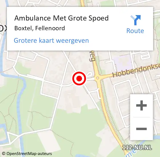 Locatie op kaart van de 112 melding: Ambulance Met Grote Spoed Naar Boxtel, Fellenoord op 22 maart 2020 13:55