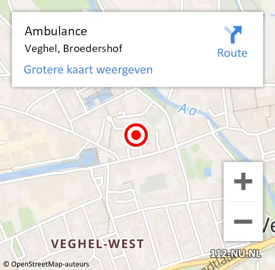 Locatie op kaart van de 112 melding: Ambulance Veghel, Broedershof op 22 maart 2020 14:06