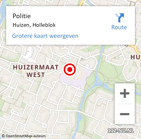 Locatie op kaart van de 112 melding: Politie Huizen, Holleblok op 22 maart 2020 14:33