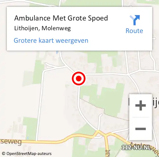 Locatie op kaart van de 112 melding: Ambulance Met Grote Spoed Naar Lithoijen, Molenweg op 22 maart 2020 17:00