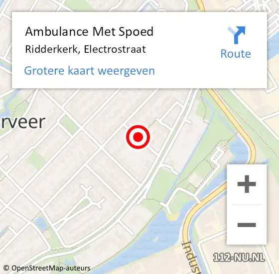 Locatie op kaart van de 112 melding: Ambulance Met Spoed Naar Ridderkerk, Electrostraat op 22 maart 2020 17:11