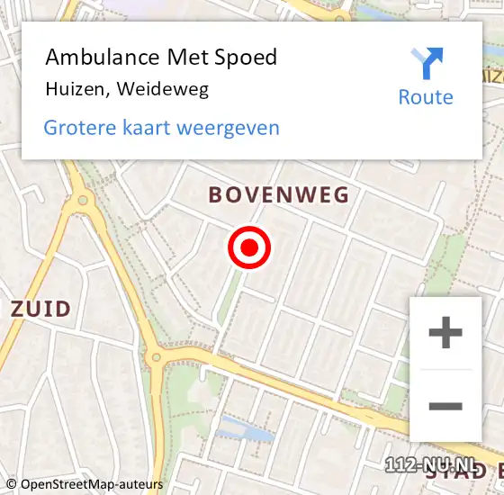 Locatie op kaart van de 112 melding: Ambulance Met Spoed Naar Huizen, Weideweg op 2 mei 2014 01:03