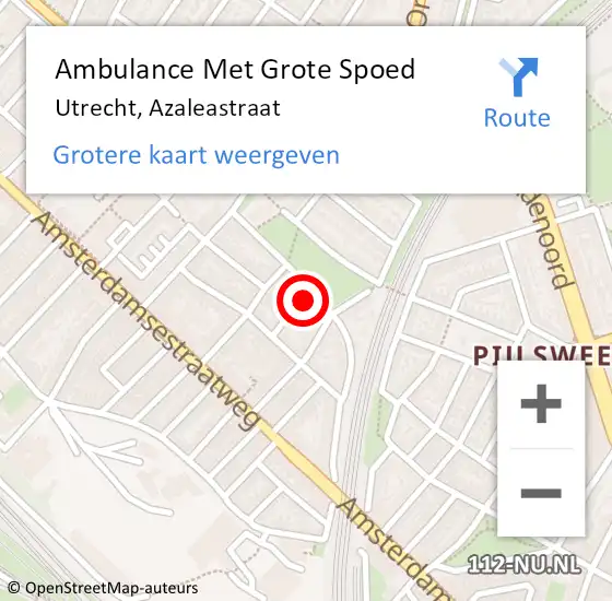 Locatie op kaart van de 112 melding: Ambulance Met Grote Spoed Naar Utrecht, Azaleastraat op 2 mei 2014 01:11