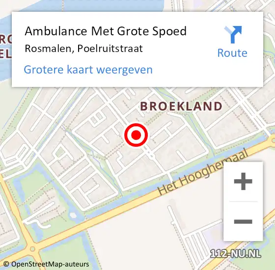 Locatie op kaart van de 112 melding: Ambulance Met Grote Spoed Naar Rosmalen, Poelruitstraat op 22 maart 2020 18:39