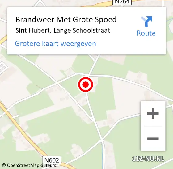 Locatie op kaart van de 112 melding: Brandweer Met Grote Spoed Naar Sint Hubert, Lange Schoolstraat op 22 maart 2020 18:49