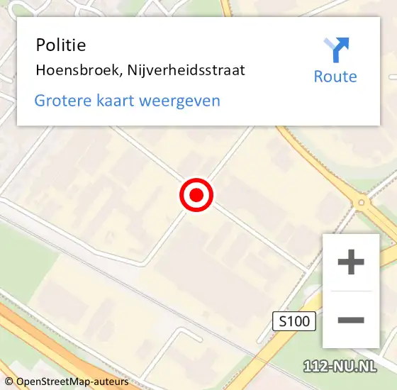 Locatie op kaart van de 112 melding: Politie Hoensbroek, Nijverheidsstraat op 22 maart 2020 19:07