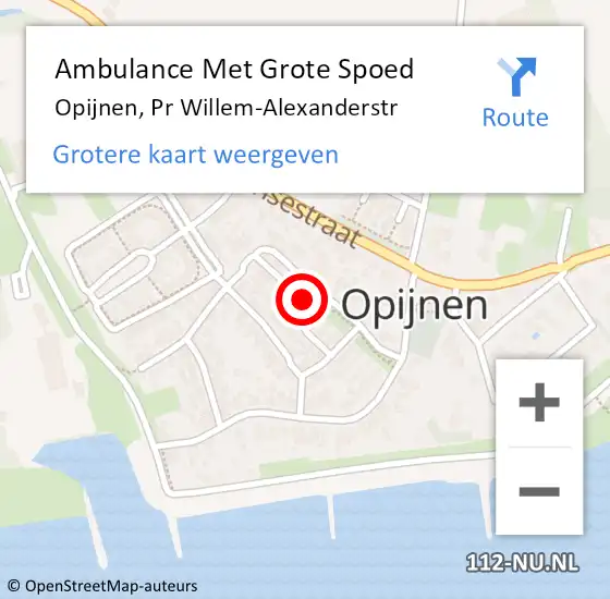 Locatie op kaart van de 112 melding: Ambulance Met Grote Spoed Naar Opijnen, Pr Willem-Alexanderstr op 22 maart 2020 19:56