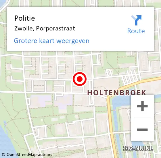 Locatie op kaart van de 112 melding: Politie Zwolle, Porporastraat op 22 maart 2020 20:38