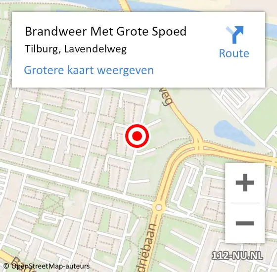 Locatie op kaart van de 112 melding: Brandweer Met Grote Spoed Naar Tilburg, Lavendelweg op 22 maart 2020 20:42