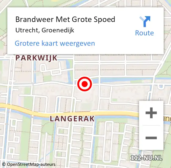 Locatie op kaart van de 112 melding: Brandweer Met Grote Spoed Naar Utrecht, Groenedijk op 22 maart 2020 21:07