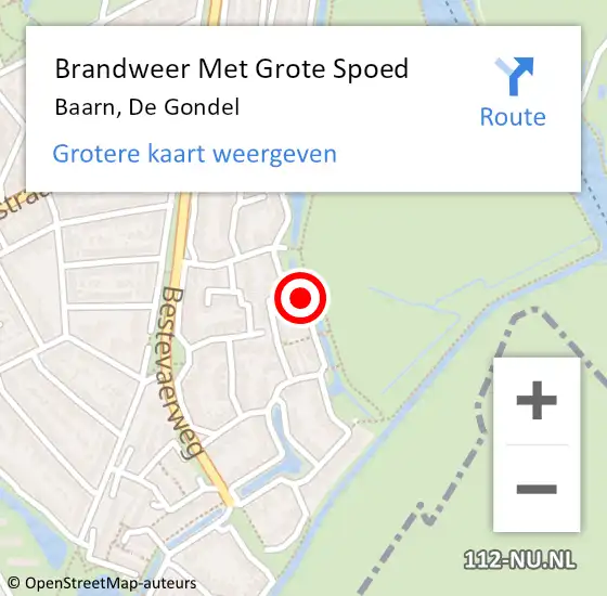 Locatie op kaart van de 112 melding: Brandweer Met Grote Spoed Naar Baarn, De Gondel op 22 maart 2020 22:30