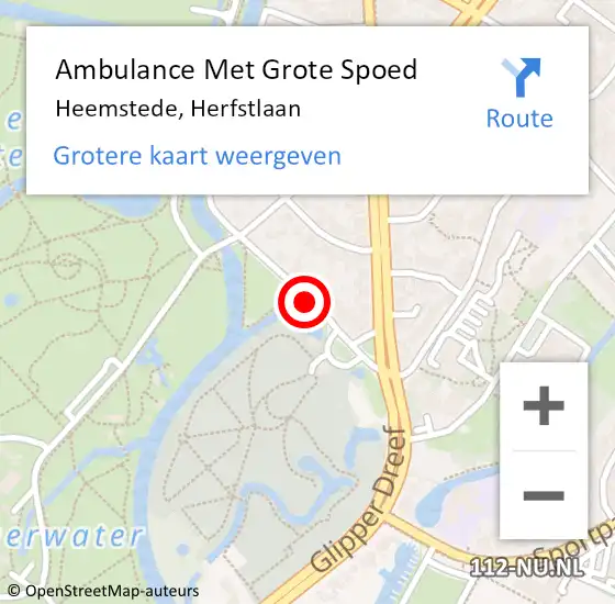 Locatie op kaart van de 112 melding: Ambulance Met Grote Spoed Naar Heemstede, Herfstlaan op 23 maart 2020 01:11