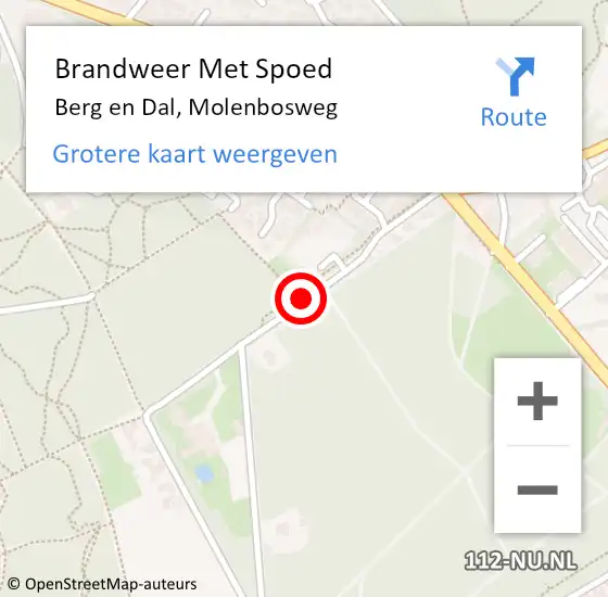 Locatie op kaart van de 112 melding: Brandweer Met Spoed Naar Berg en Dal, Molenbosweg op 23 maart 2020 03:05
